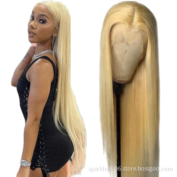 Wholesale 150% Density Platinum Honey Blonde 613 Straight Transparent Swiss Lace Frontal Wigs 13*4 13*6 Wigs with Baby Hair